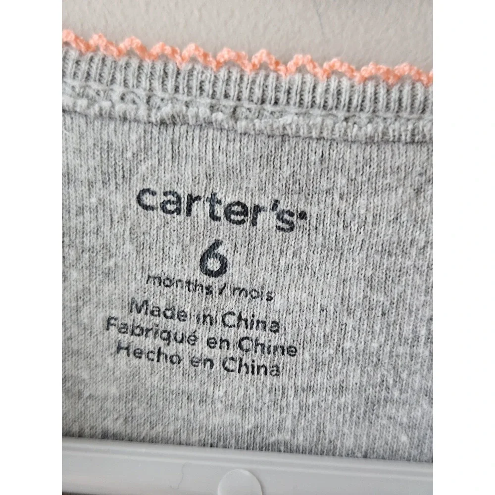 Carter's Baby Girl Size‎ 6 Months 100% Cotton Gray & White Kitten Pajamas